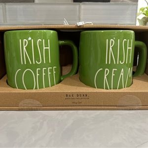 RAE DUNN OVERSIZED IRISH CREAM AND COFFEE MUG SET GREEN GIFT-NEW!